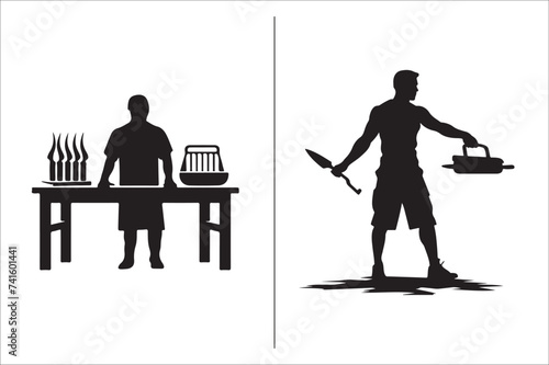 Barbecue grill Silhouette vector icon design and Grill bbq vector icon set illustration. BBQ silhouette vector on White background.