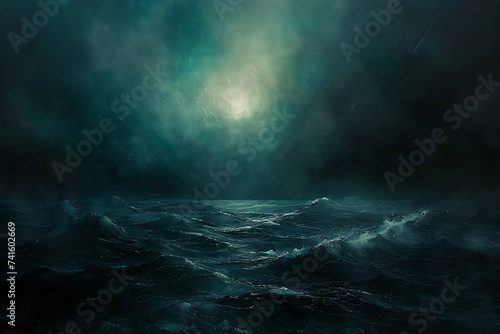 the ocean wallpaper in the style of dark emerald and 