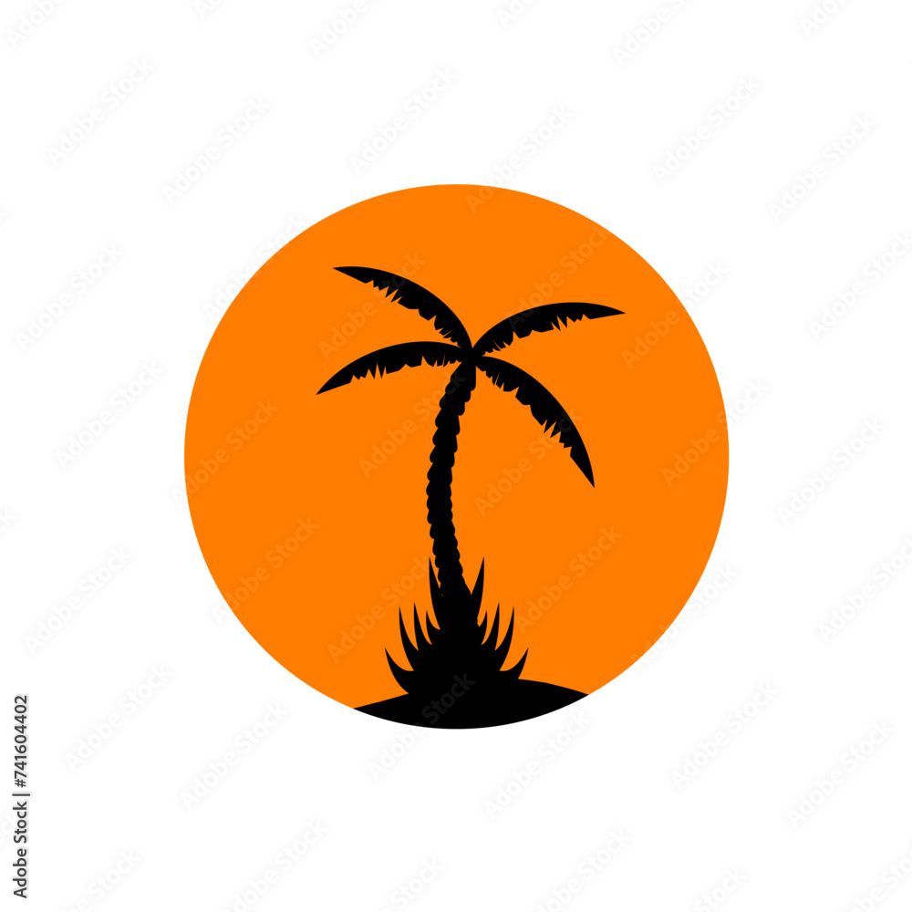 Silhouette Coconut Island Icon