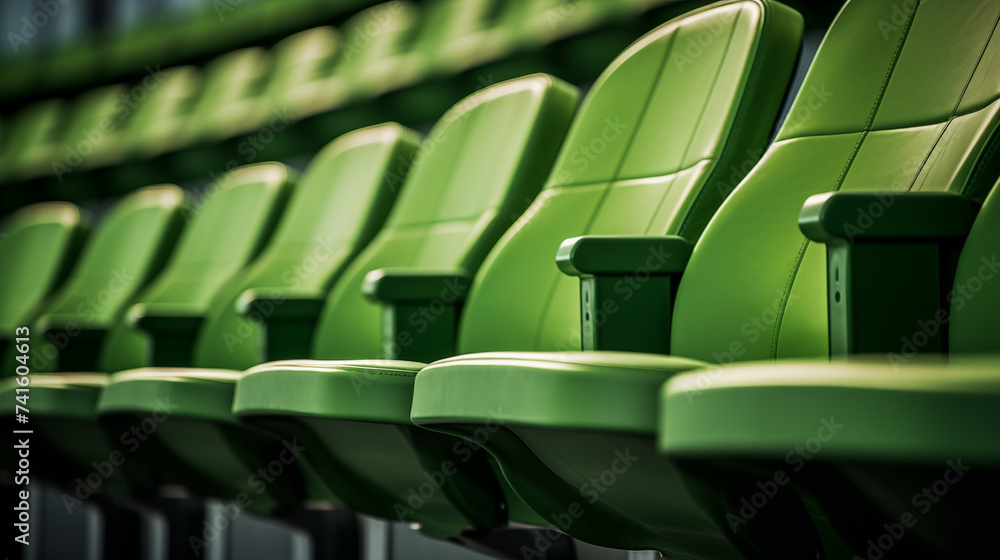 Fototapeta premium Green empty seats at stadium, background