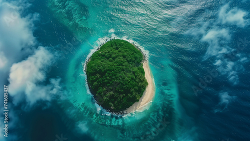 Aerial Majesty: A Huge Rounded Tropical Caribbean Island