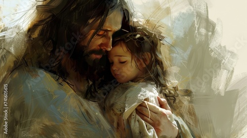 jesus and a little girl 
