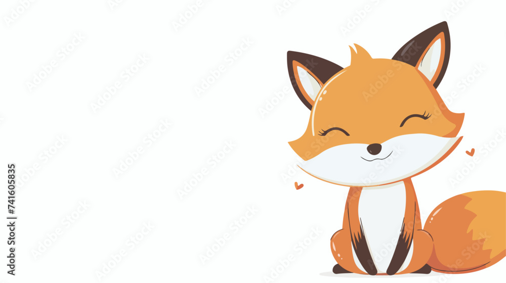 Fox face in the corner. Cute cartoon kawaii funny