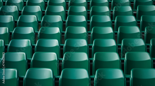 Green empty seats at stadium, background