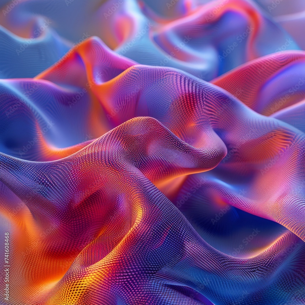 A modern 3D rendered backdrop with a fluid, wavy pattern of neon gradients, resembling digital silk against a minimalist setting. A modern 3D rendered backdrop with a fluid, wavy pattern of neon gradients, resembling digital silk against a minimalist setting.