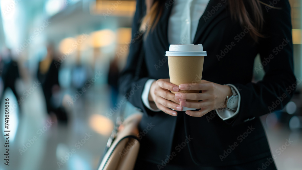 Morning Commute: A Business Woman Waiting in the Subway Morning Commute: A Business Woman Waiting in the Subway