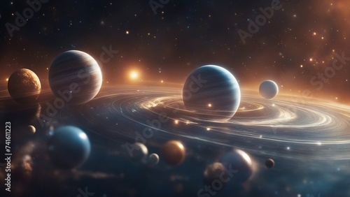 planet in space _A cosmic view of planets and galaxy in deep space. The image shows a dynamic and diverse view 