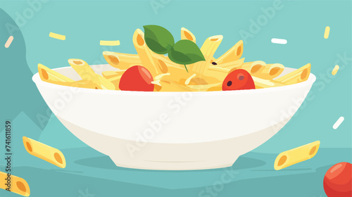 Penne rigate pasta vector flat minimalistic isola photo