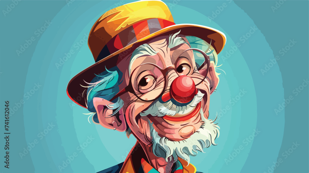 Old man clown isolated vector style cartoon vecto
