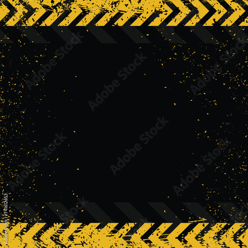 Black yellow strip warning line for contruction or game background. Industrial grunge abstract background
