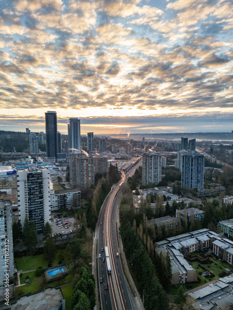 Obraz premium Highrise Buildings in Moder City. Coquitlam, Vancouver, BC, Canada.