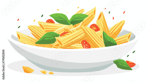 Penne rigate pasta vector flat minimalistic isola