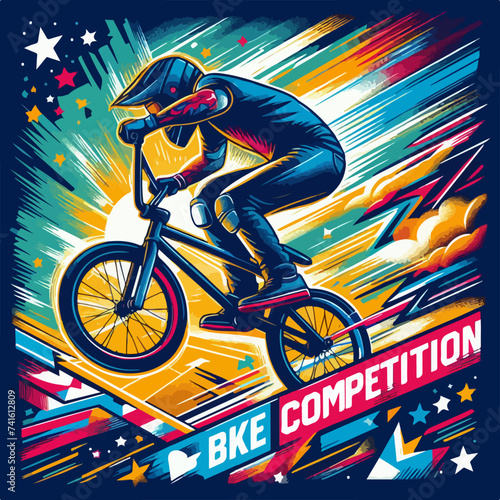 sport bike bmx low poly pop art poster template social media