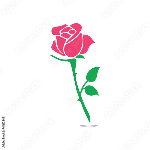 Red roses hand drawn, Black line rose flowers inflorescence silhouettes isolated on white background. Icon roses collection.