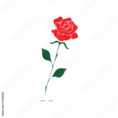 Red roses hand drawn, Black line rose flowers inflorescence silhouettes isolated on white background. Icon roses collection.