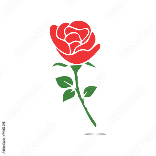 Red roses hand drawn, Black line rose flowers inflorescence silhouettes isolated on white background. Icon roses collection.