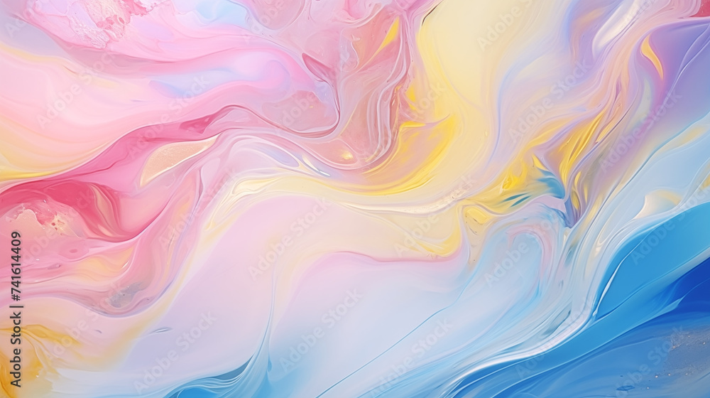 Abstract background with holographic liquid wave texture vibrant colors.