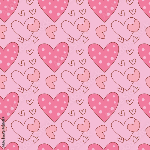 Sewing Hearts Seamless Vector Pattern Design