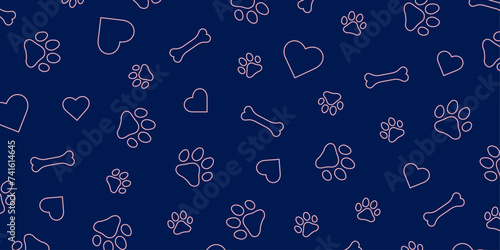 Background with paw print. Vector cat's or dog's paw print on blue background.	