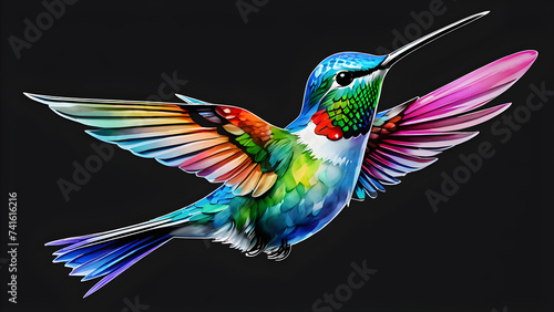 hummingbird clipart on black background © Udayakumar