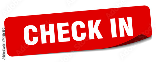 check in sticker. check in label