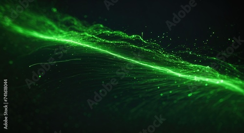Green particle line streak trail background, motion, fast speed