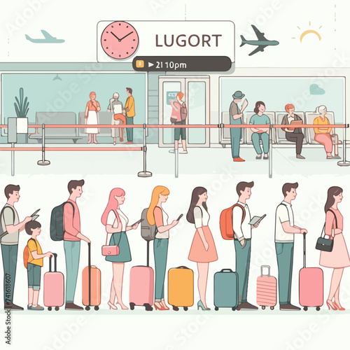 flight queue at the airport checkin room