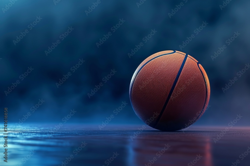 Fototapeta premium Close up basketball ball, sport theme suitable for greeting card, header, website, flyers preparation for Championship Game