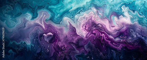 abstract rainbow watercolor sky background, in the style of light emerald and violet, marbleized, textured canvas, fluid photography, dark aquamarine and gray, shaped canvas