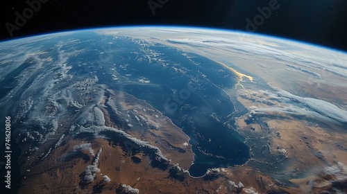 The African continent basks in golden sunlight from a space view, highlighting its unique topography and the surrounding blue waters.