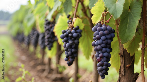 Wallpaper Mural Purple Appetizing ripe grapes during harvest. Farm field Background , outdoor well maintained agriculture field Torontodigital.ca