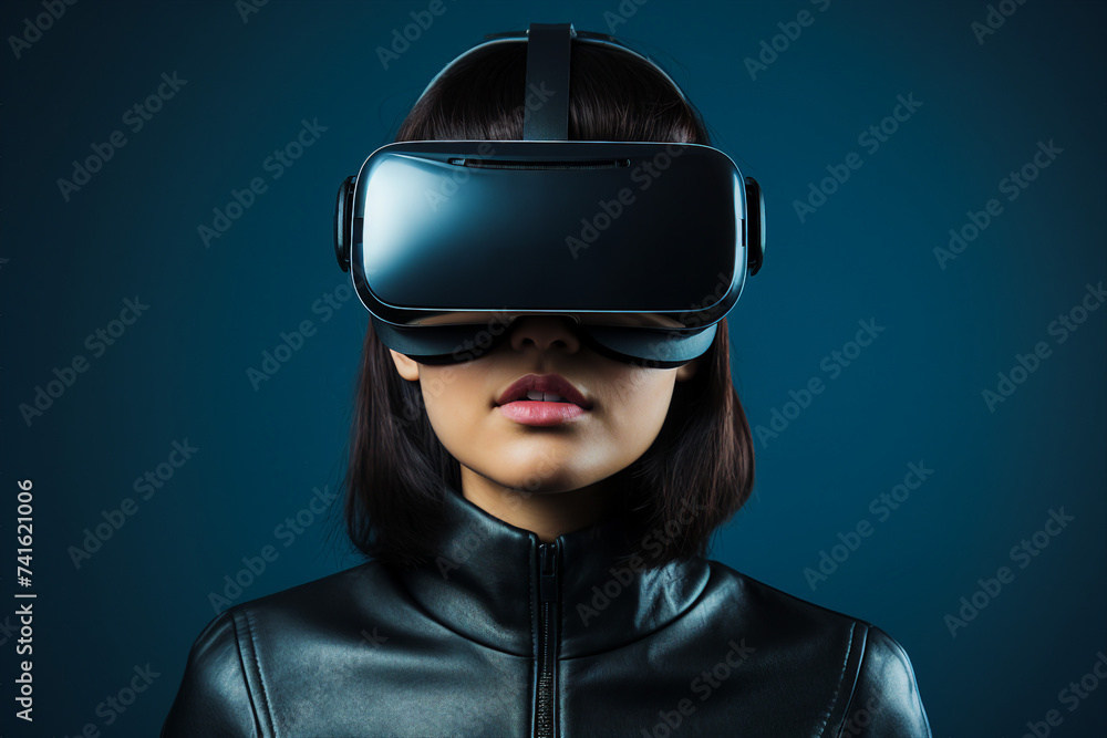 Futuristic cyberspace cyberpunk person wearing headset for metaverse generative ai gamer player Futuristic cyberspace cyberpunk person wearing headset for metaverse generative ai gamer player