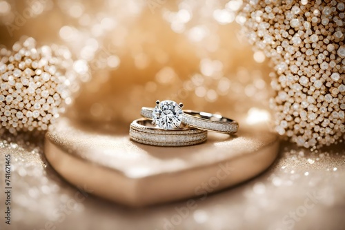 Designer wedding rings on a sparkling background