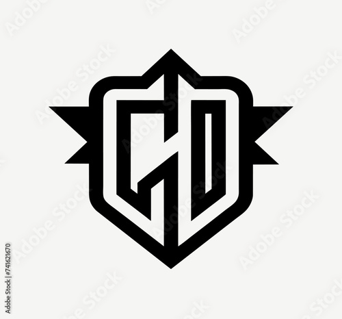 Initial lowercase letter co, linked circle rounded logo with shadow gradient, white color on black background