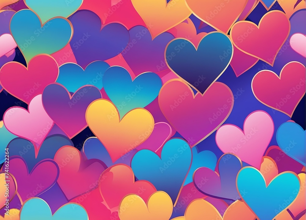 Panoramic overlay of hearts in a gradient from Generative AI Panoramic overlay of hearts in a gradient from Generative AI