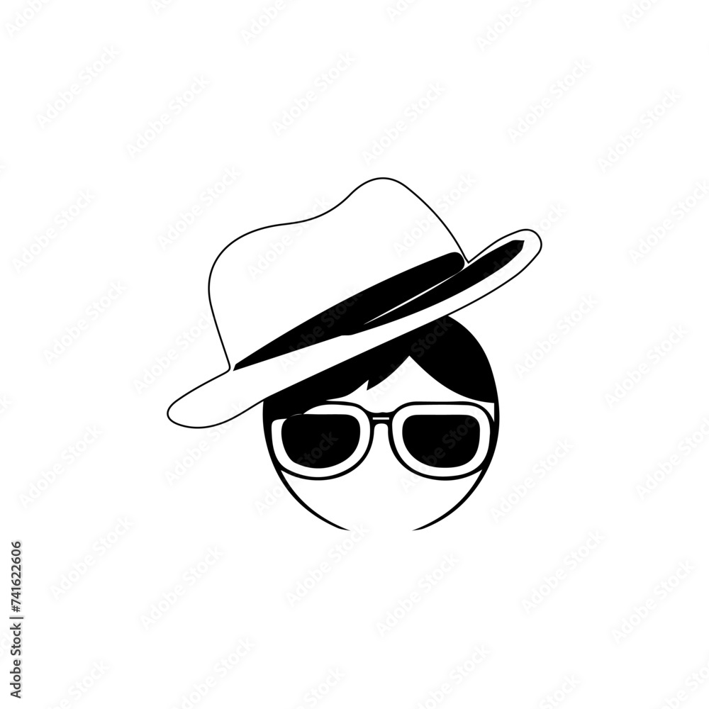 Incognito Icon Man woman face with glasses Black and White Vector Graphic. Spy agent line and glyph icon, security and detective, hacker