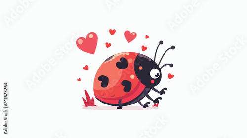 Ladybug icon. Lady bug ladybird insect. Cute cart