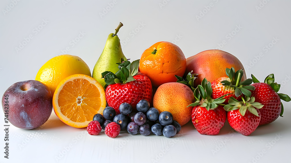 Assorted Fresh Fruits on a Light Background Assorted Fresh Fruits on a Light Background