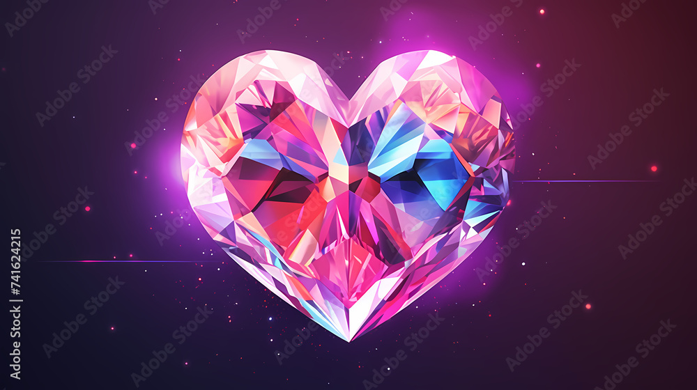 Crystal illustration with copy space, banner, flat lay, top view