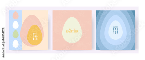 Set of Happy Easter cards for poster, cover or postcard.