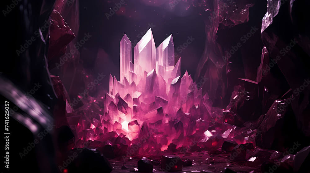 Crystal illustration with copy space, banner, flat lay, top view Crystal illustration with copy space, banner, flat lay, top view