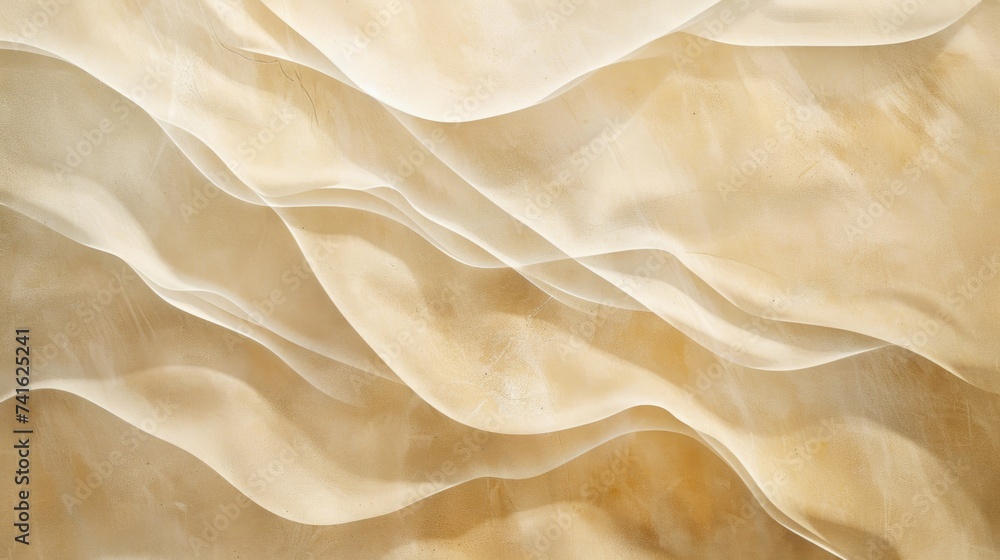Obraz premium Textured Elegance: Creamy Waves of Silk Fabric Undulating in a Smooth, Abstract Pattern background