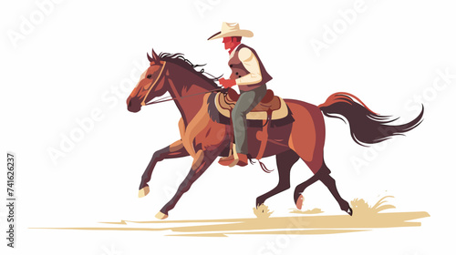 Man riding horse vector flat minimalistic isolate © visual