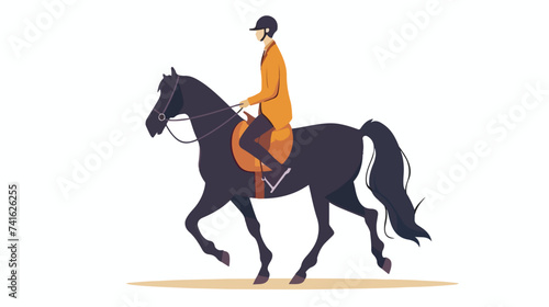 Man riding horse vector flat minimalistic isolate