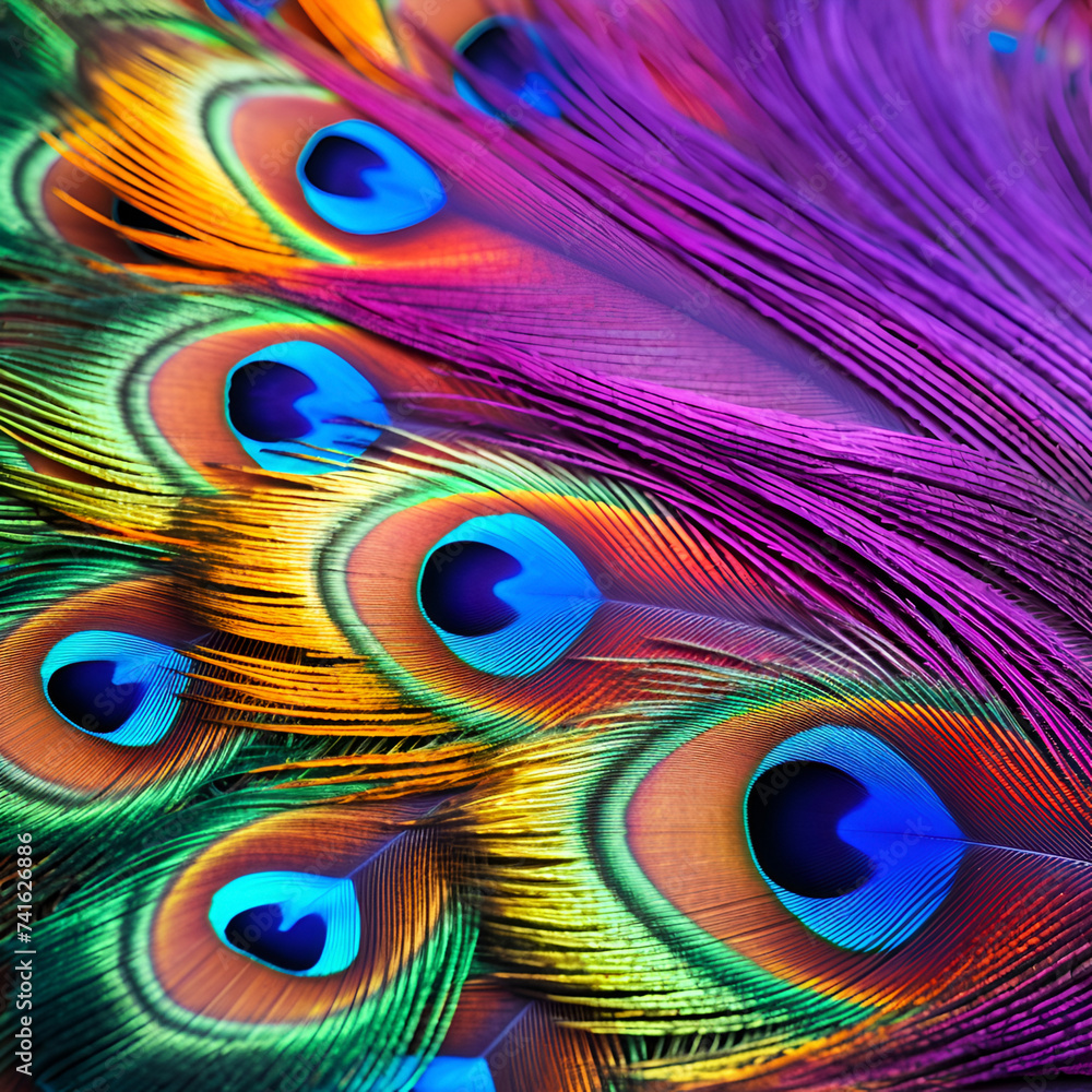 Obraz premium colored peacock feathers