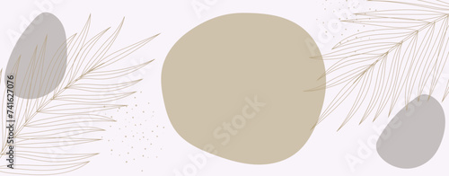 neutral minimal background in pastel colors with plants elements