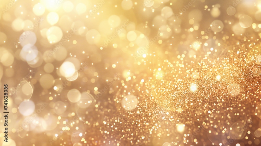 Shimmering Golden Bokeh Effect - Sparkling and Glittering Abstract Background for Festive Occasions