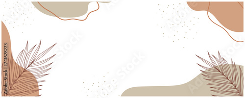neutral minimal background in pastel colors with plants elements