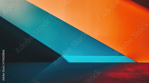 Abstract Geometric Play of Shadows - Warm and Cool Tones Intersecting in a Modern Artistic Design