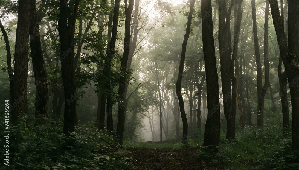 misty morning in the forest